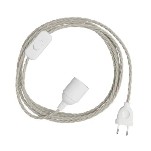 Creative Cables Kit De Câble Snakebis Twisted E14 Avec Douille. Câble Tressé En Tissu Et Fiche à 2 Broches 3 M Neutral Natural Linen One Size