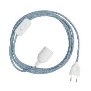 Creative Cables Ensemble De Câbles Snakebis Twisted E14 Avec Douille De Lampe. Câble Tressé En Tissu Et Fiche à 2 Broches 3 M Ocean Cotton One Size