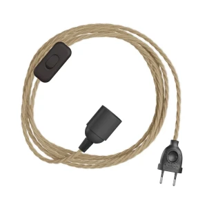 Creative Juego De Cables Snakebis Twisted E27 Con Portalámparas. Cable Trenzado De Tela Y Enchufe De 2 Clavijas 3 M Jute One Size