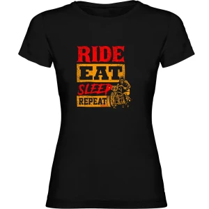 Kruskis Camiseta De Manga Corta Ride Eat Sleep Repeat Black L