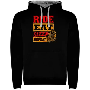 Kruskis Sudadera Con Capucha Ride Eat Sleep Repeat Two Colour Black / Grey 2XL