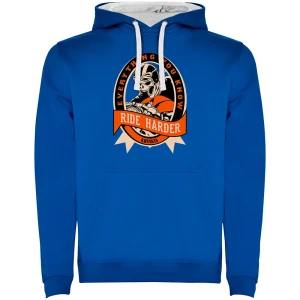 Kruskis Sudadera Con Capucha Ride Harder Two Colour Royal Blue / White M