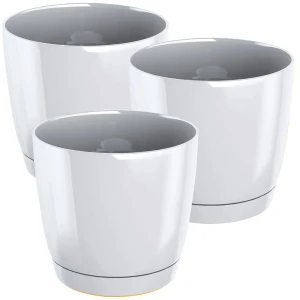 Wellhome Maceta Redonda De Plástico Coubi 28x26.2 Cm 3 Unidades White One Size