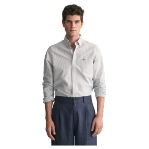 Gant Chemise à Manches Longues Slim Oxford Banker Stripe Persian Blue L Homme