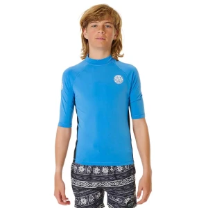 Rip Curl Rash Guard Manches Courtes Icons Uv Brushed Blue Gum 16 Années Garçon