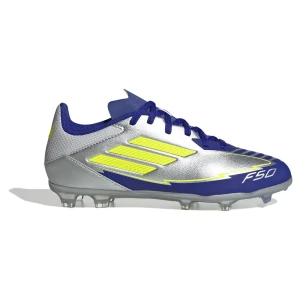 Adidas Chaussures De Football Junior F50 League Messi Fg/mg Silver Met / Solar Yellow / Lucid Blue EU 28 Garçon,Fille