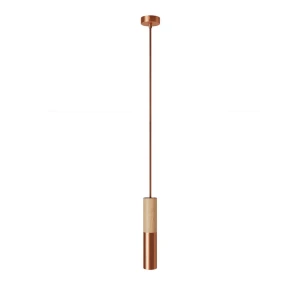 Creative Cables Suspension Avec Câble Textile Et Double Abat-jour E14 En Bois Et Métal Avec Bulb Transparent One Size