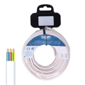 Edm Rouleau De Câble Multiconducteur H05vv-f 1 Mm 15 M White One Size