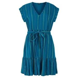 Protest Robe Midi à Manches Courtes Waiki Surfing Blue L Femme