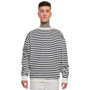Urban Classics Sweat-shirt Striped White Sand / Black M Homme
