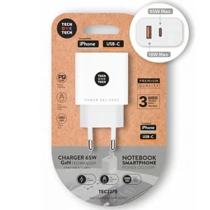 Tech One Tech Chargeur Mural Usb-a Et Usb-c Gan Tec2270 White One Size unisex