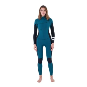 Hurley Combinaison En Néoprène à Manches Longues Et Fermeture éclair Sur La Poitrine Pour Femme Plus 4/3 Mm Black / Sky Blue 10 Femme