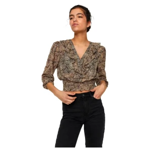Vero Moda Chemisier à Manches Longues Pen Crop Beige S Femme