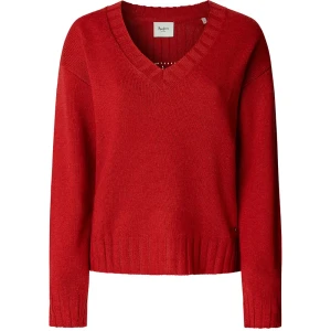 Pepe Jeans Pull à Col En V Cherice Royal Red L Femme