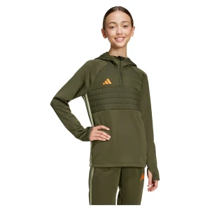 Adidas Sweat à Capuche Tiro 25 Essentials Winterized Training Night Cargo / Tent Green / Impact Orange 7-8 Années Garçon,Fille