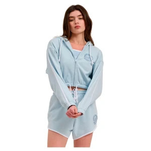Santa Cruz Sweat-shirt à Zip Check Outline Ringed Dot Fresh Blue S Femme
