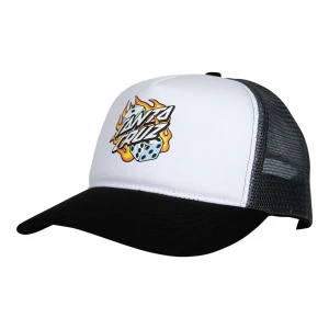 Santa Cruz Casquette Flaming Dice Dot Meshback White / Grey One Size Homme,Femme