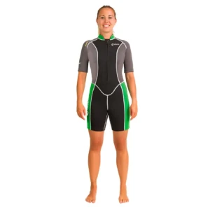 Abysstar Shorty Femme à Manches Courtes Avec Zip Frontal Surf 2.5 Mm Black / Grey / Green M Femme