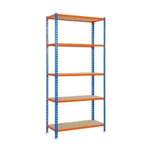 Simonclick Étagère Métallique Maderclick Superplus 5/400 2000x1100x400 Mm Blue / Orange / Wood One Size