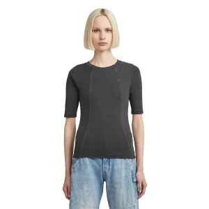 G-star T-shirt à Manches Courtes Washed A Line Slim Fit Dark Black Gd L Femme