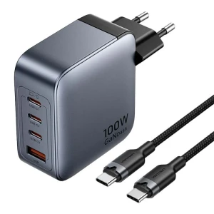 Vention 3x Usb-c 1x Usb-a Avec Câble Usb-c Vers Usb-c Chargeur Mural Usb-a Et Usb-c 1 M 30-100w Grey / Black One Size unisex