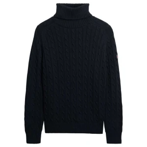 Superdry Pull à Col Roulé Slouchy Cable Deep Navy M Femme