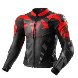 Rebelhorn Chaqueta De Cuero Inferno Black / Fluor Red 60