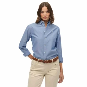 Superdry Chemise à Manches Longues Slim Oxford Bd Azure Blue Chambray Oxford S Femme