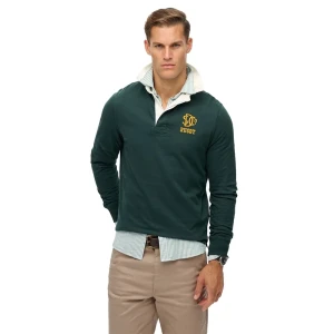 Superdry Polo à Manches Longues Vintage Athletic Rugby Enamel Green S Homme