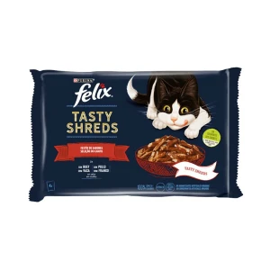 Purina Felix Tendres Effilochés Viandes Nourriture Humide Pour Chats 12x4x80g Multicolor One Size