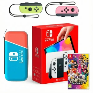 Nintendo Switch Oled + 2 Manettes Joy-con + Jeu + Étui Multicolor One Size unisex