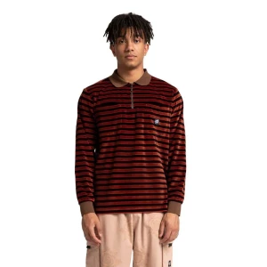 Santa Cruz Polo à Manches Longues Il Capo Chocolate Velour Stripe M Homme
