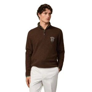 Hackett Pull Heritage Peaks Dark Brown L Homme