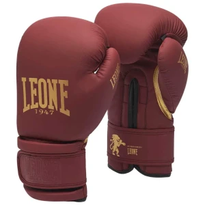 Leone1947 Gants De Boxe En Cuir Synthétique Black&gold Bordeaux 14 oz