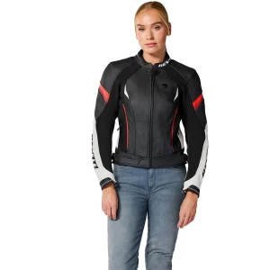 Revit Chaqueta Cuero Perforado Xena 4 White / Fluo Red 38