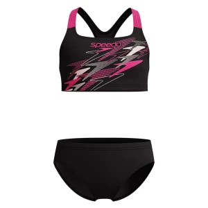 Speedo Bikini Medley Logo Racerback Anthracite / Margarita Pink 15-16 Años