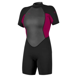 O´neill Wetsuits Shorty De Manga Corta Con Cremallera Trasera Para Mujer Reactor-2 2 Mm Spring Black / Punk Pink 12