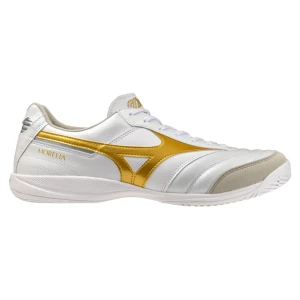 Mizuno Chaussures De Futsal Morelia Sala Elite In White / Football Gold / Galaxy Silver EU 42 1/2 Homme,Femme