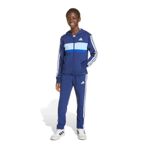 Adidas Survêtement Seasonal Essentials Tiberio 3 Stripes French Terry Dark Blue / White / Glow Blue 13-14 Années Garçon,Fille
