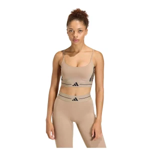 Adidas Soutien-gorge De Sport à Faible Impact Hyperglam 3 Stripes Chalky Brown L