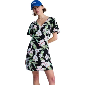 Roxy Robe Courte à Manches Courtes Fresh Breeze Anthracite Spring Charming M Femme