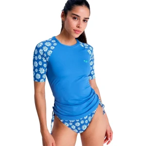 Roxy Rash Guard Manches Courtes The Classic Dutch Blue Flower Soul Small L Femme