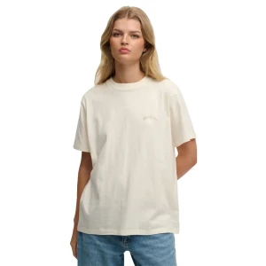 Superdry T-shirt à Manches Courtes Essential Logo Loose Fit Desert Bone Off White M Femme