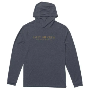 Salty Crew Rash Guard Manches Longues Flagship Hood Sunshirt Navy Heather L Homme