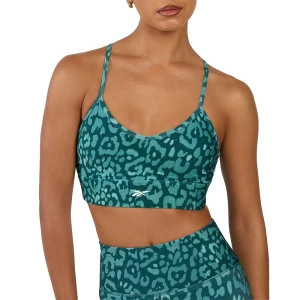 Reebok Soutien-gorge De Sport Printed Tri-back Metal Green / Inverted Aqua M