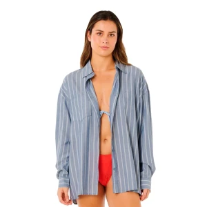 Rip Curl Chemise à Manches Longues Beach Days Pinstripe Dusty Blue XS Femme