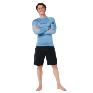 Rip Curl Rash Guard Manches Longues Dawn Patrol Perf Faded Denim 2XL Homme