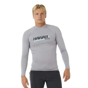 Rip Curl Rash Guard Manches Longues Hawaii Gritty Grey Marle L Homme