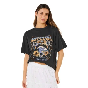 Rip Curl T-shirt à Manches Courtes Pacific Coast Heritage Washed Black M Femme