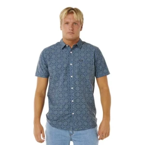 Rip Curl Chemise à Manches Courtes Sessions Aerotech Blue Lagoon L Homme